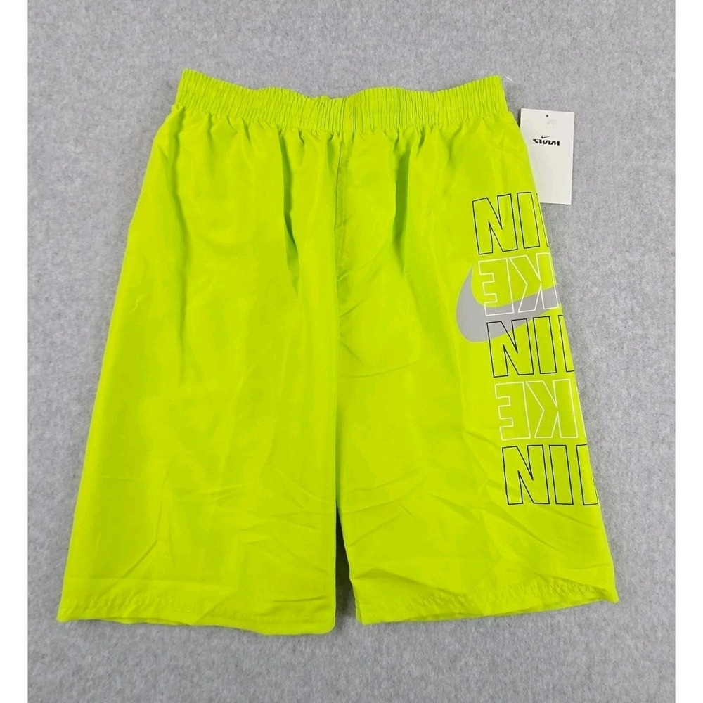Nike Swim Boys Size X-Large Swimming Trunks Shorts Green Logo Bathing Suit NEW